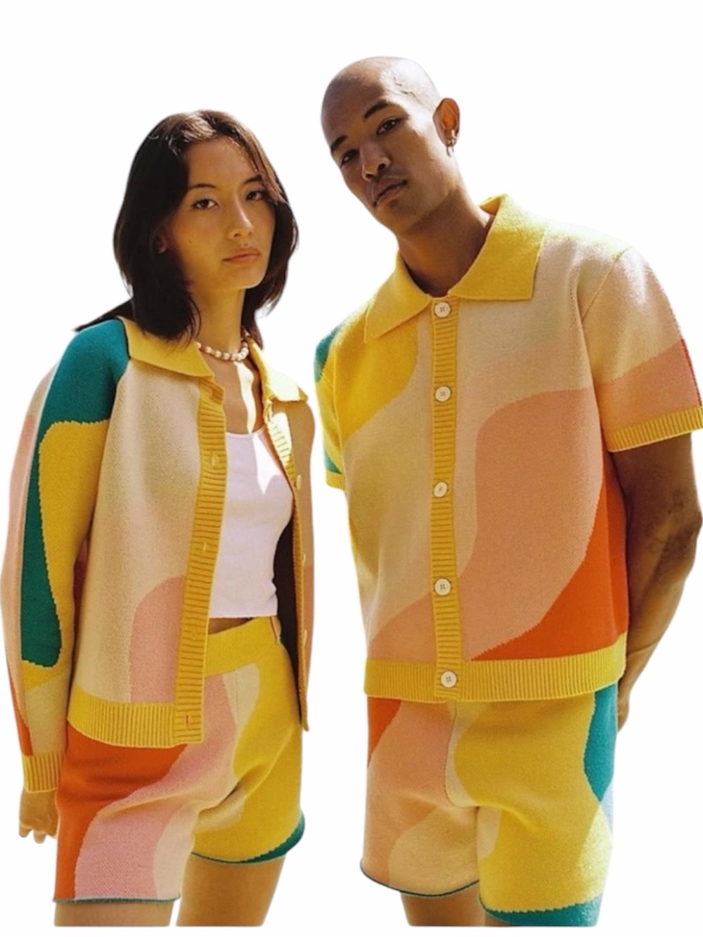 YITAI New Wave Abstract Colorblock Cardigan Sweater XS - Picture 3 of 11